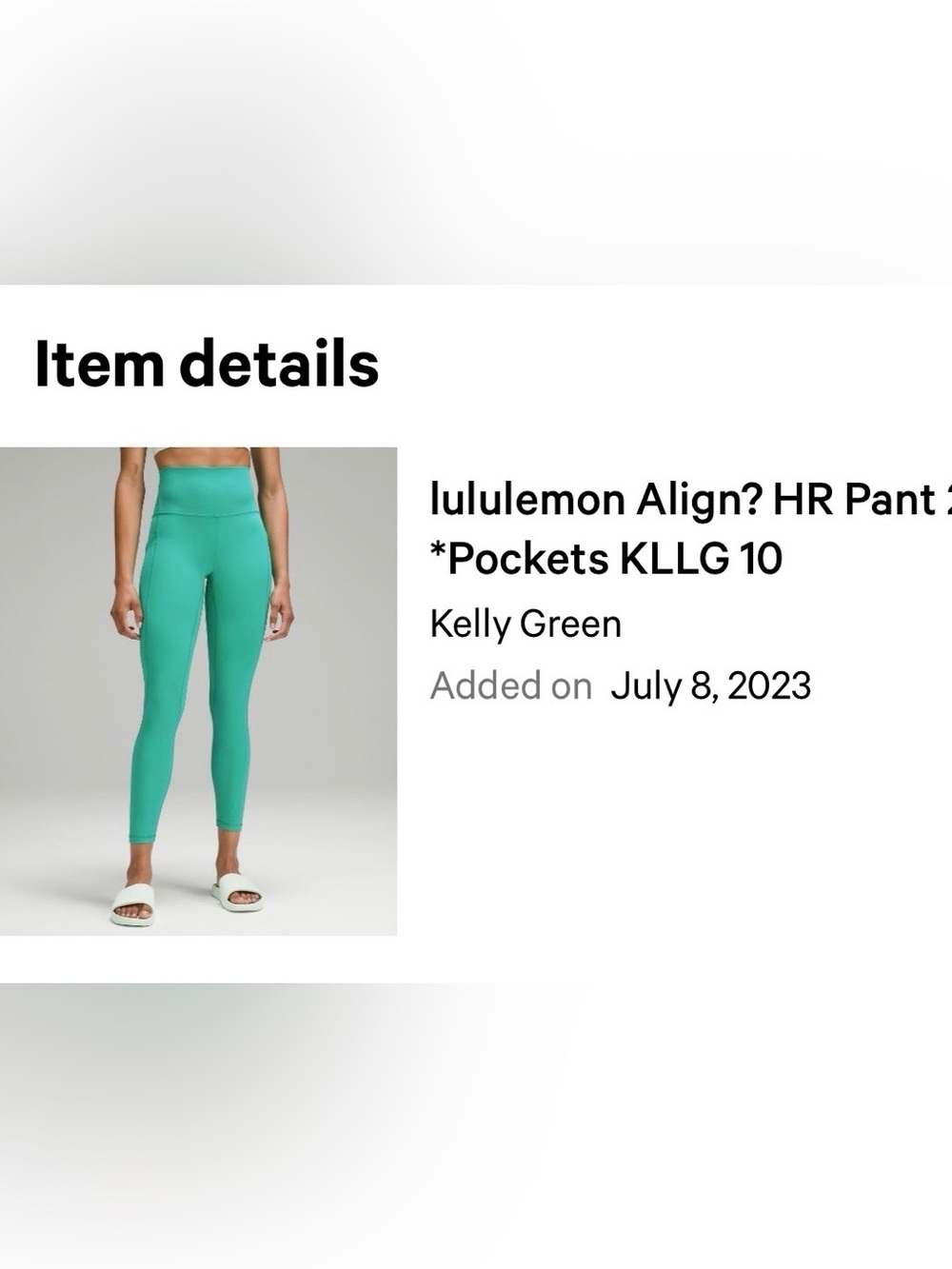 lululemon athletica Kelly Green High-Rise Leggings with Pockets